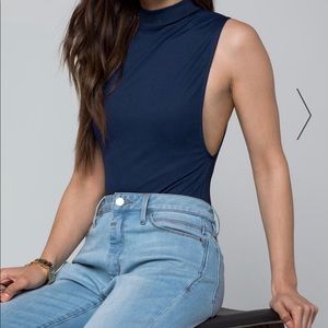 Rib knit Mock Neck Bodysuit